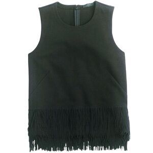 J. Crew Black Fringe Trim Sleeveless Blouse Size Small